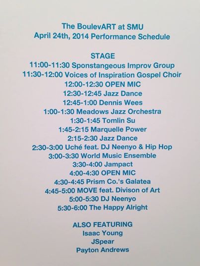 The BoulevART performance schedule